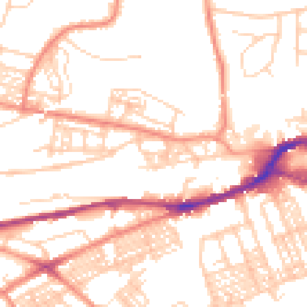 Daytime road noise heatmap for HD1 4SQ