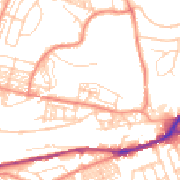 Daytime road noise heatmap for HD1 4SW