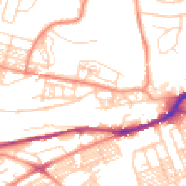 Daytime road noise heatmap for HD1 4TP