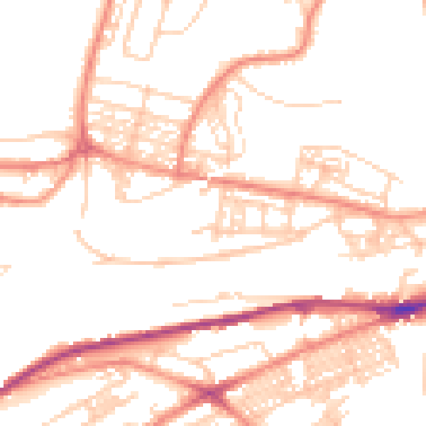 Daytime road noise heatmap for HD1 4TX