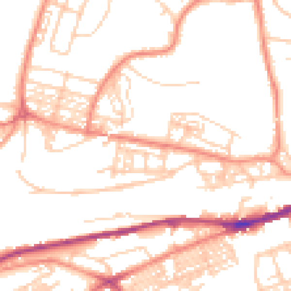 Daytime road noise heatmap for HD1 4UB