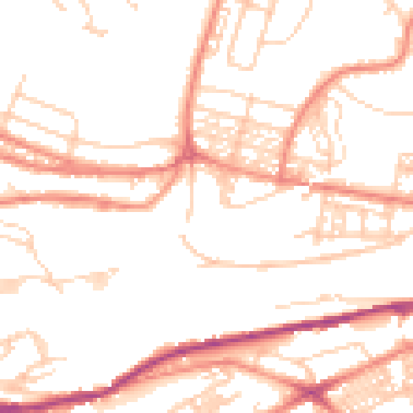 Daytime road noise heatmap for HD1 4UF