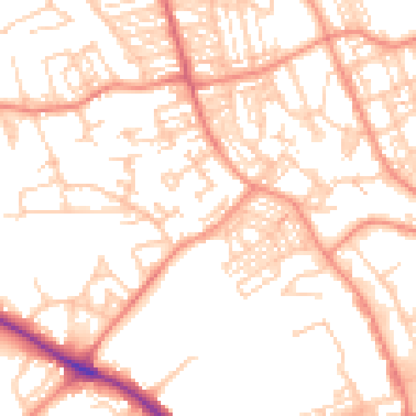 Daytime road noise heatmap for HD1 5AD