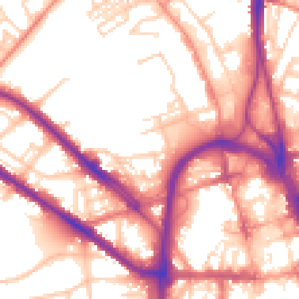Daytime road noise heatmap for HD1 5BZ