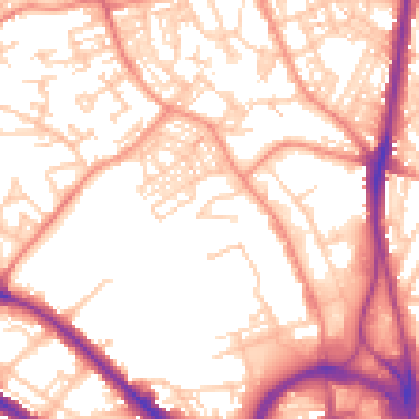 Daytime road noise heatmap for HD1 5DY