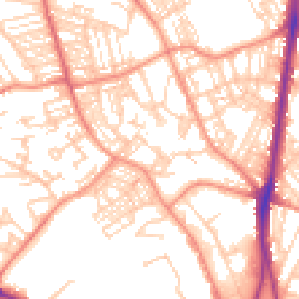 Daytime road noise heatmap for HD1 5EP