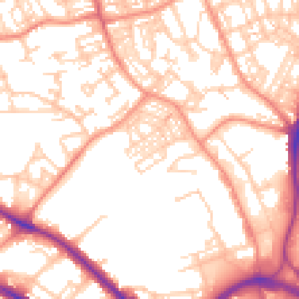 Daytime road noise heatmap for HD1 5HB