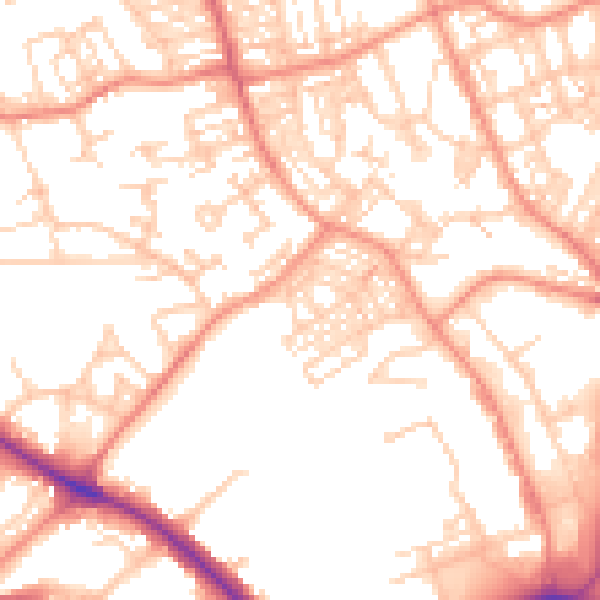 Daytime road noise heatmap for HD1 5HF