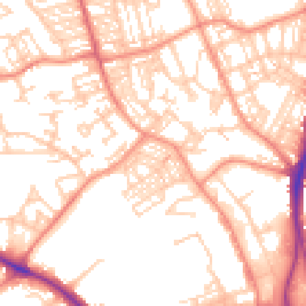 Daytime road noise heatmap for HD1 5HG