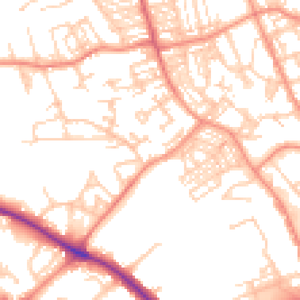 Daytime road noise heatmap for HD1 5HJ