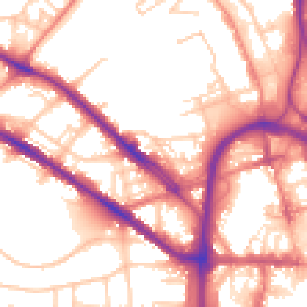 Daytime road noise heatmap for HD1 5LR