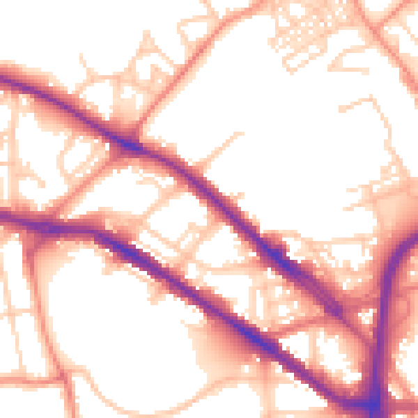 Daytime road noise heatmap for HD1 5ND