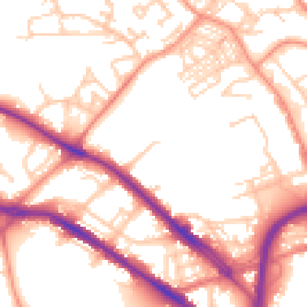 Daytime road noise heatmap for HD1 5NF