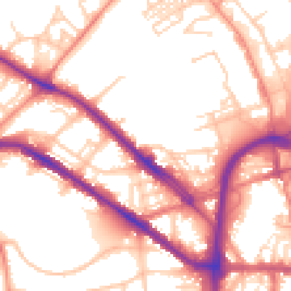 Daytime road noise heatmap for HD1 5NG