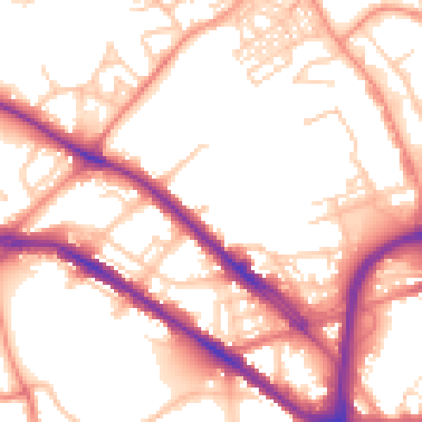 Daytime road noise heatmap for HD1 5NJ