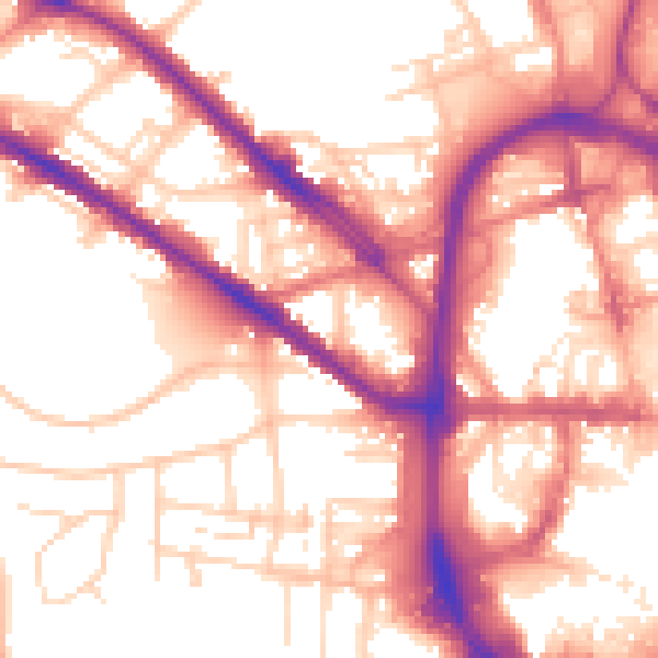 Daytime road noise heatmap for HD1 5PB