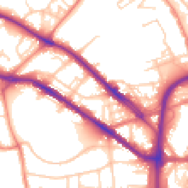 Daytime road noise heatmap for HD1 5PZ