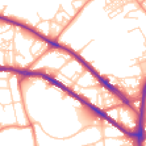 Daytime road noise heatmap for HD1 5QE