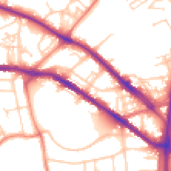 Daytime road noise heatmap for HD1 5QF