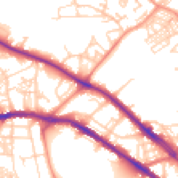 Daytime road noise heatmap for HD1 5QT