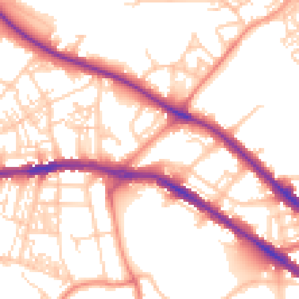 Daytime road noise heatmap for HD1 5QU