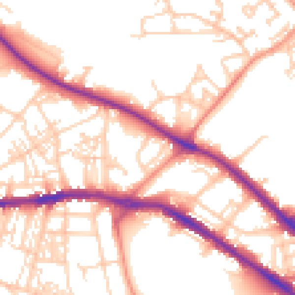 Daytime road noise heatmap for HD1 5RD