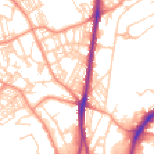 Daytime road noise heatmap for HD1 6DX