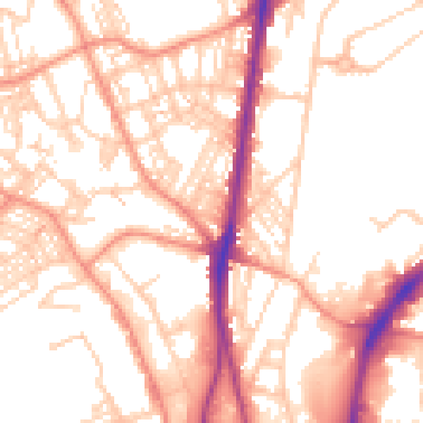 Daytime road noise heatmap for HD1 6EG