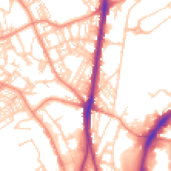Daytime road noise heatmap for HD1 6EH