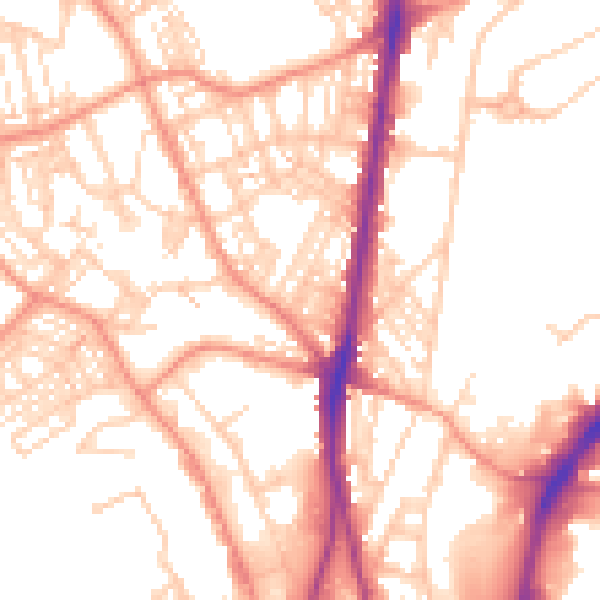Daytime road noise heatmap for HD1 6EJ