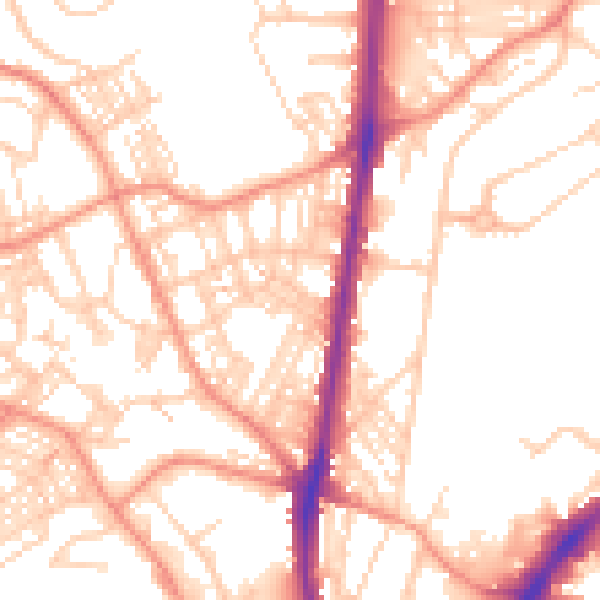 Daytime road noise heatmap for HD1 6EL