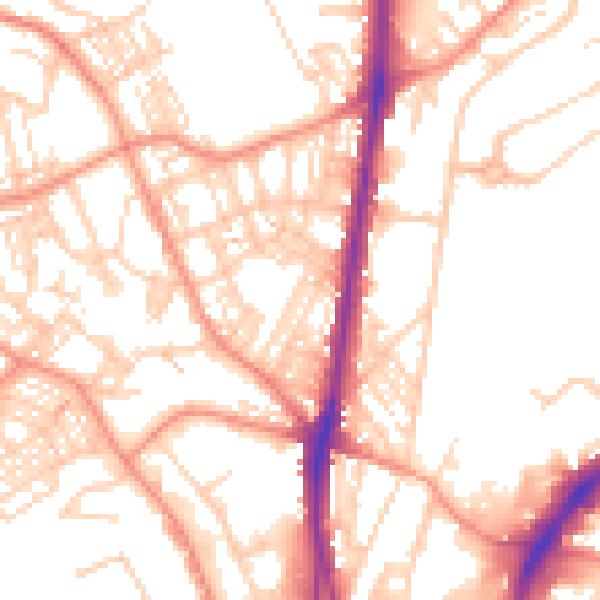Daytime road noise heatmap for HD1 6EN