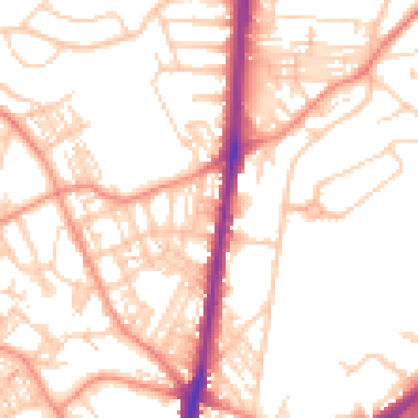 Daytime road noise heatmap for HD1 6ET