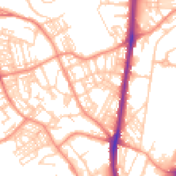Daytime road noise heatmap for HD1 6HA