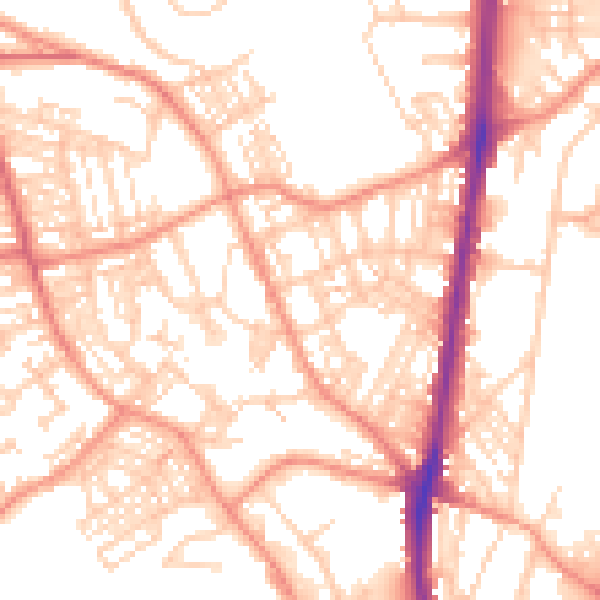 Daytime road noise heatmap for HD1 6HD