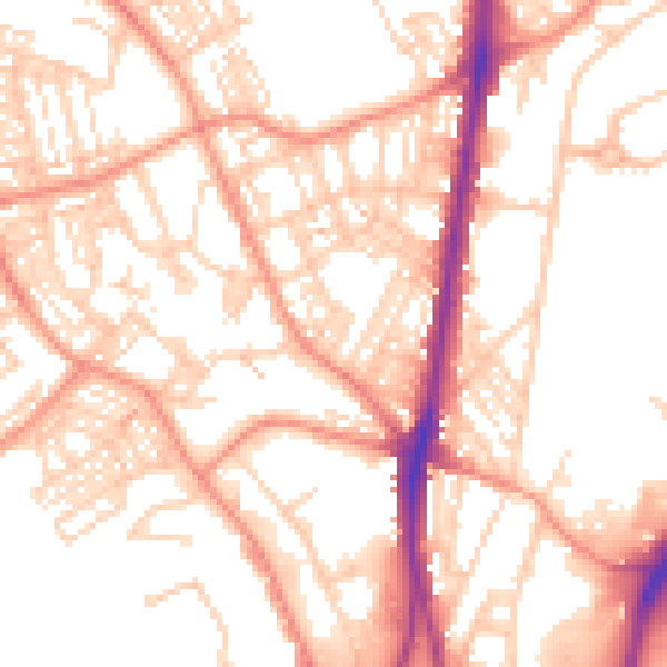 Daytime road noise heatmap for HD1 6HF
