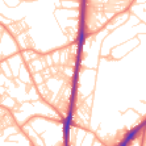Daytime road noise heatmap for HD1 6HR