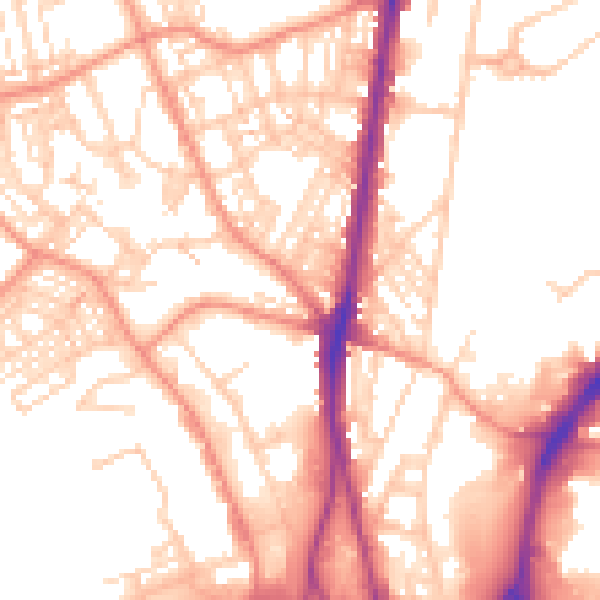 Daytime road noise heatmap for HD1 6HW