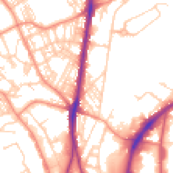 Daytime road noise heatmap for HD1 6JY