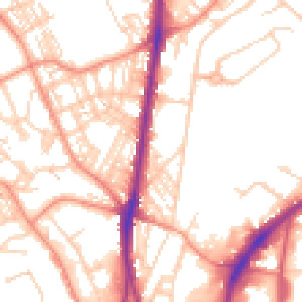 Daytime road noise heatmap for HD1 6LN