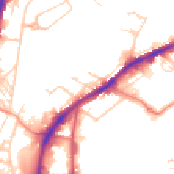 Daytime road noise heatmap for HD1 6NY