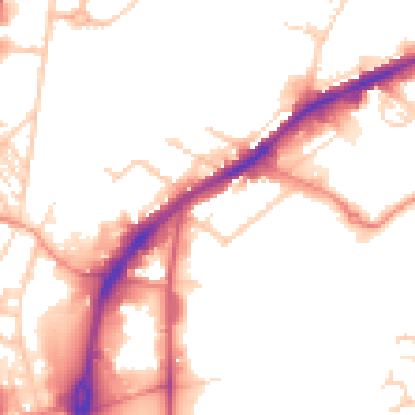 Daytime road noise heatmap for HD1 6PP
