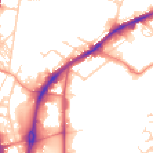 Daytime road noise heatmap for HD1 6PW