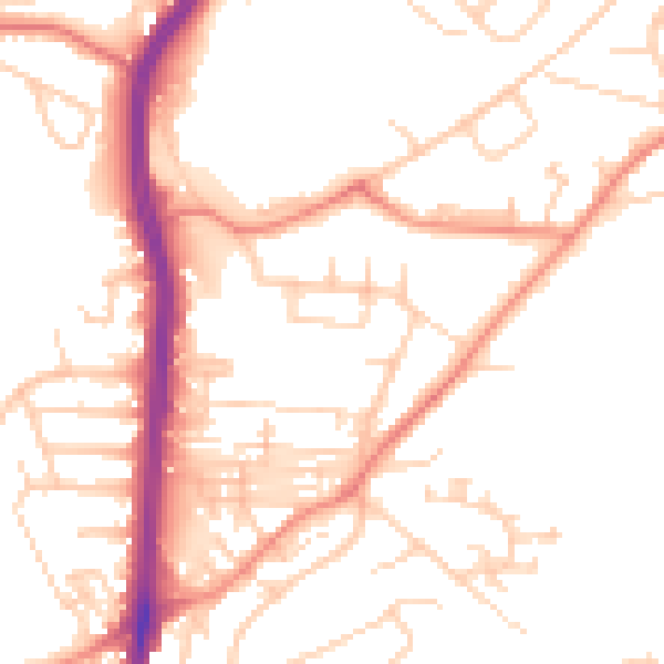 Daytime road noise heatmap for HD2 1BY