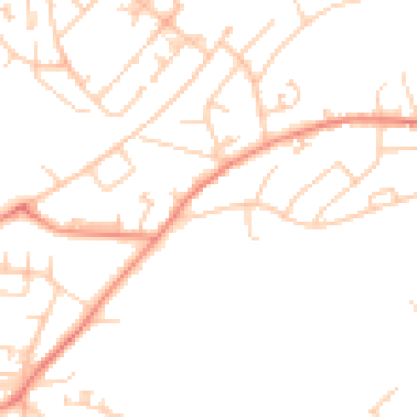 Daytime road noise heatmap for HD2 1HJ
