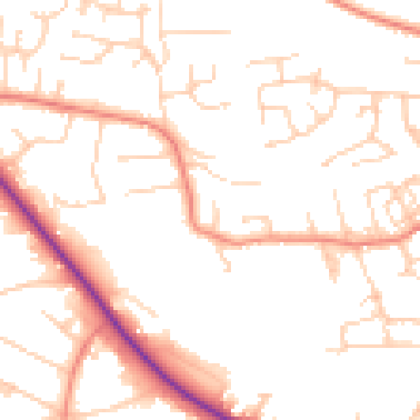 Daytime road noise heatmap for HD2 2BU