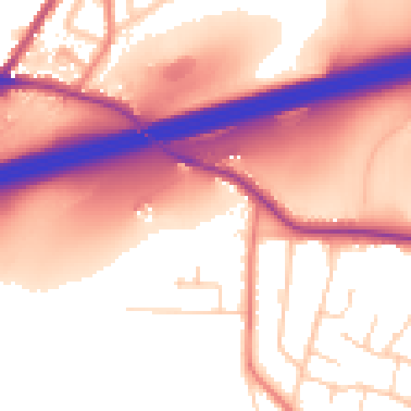 Daytime road noise heatmap for HD2 2GP