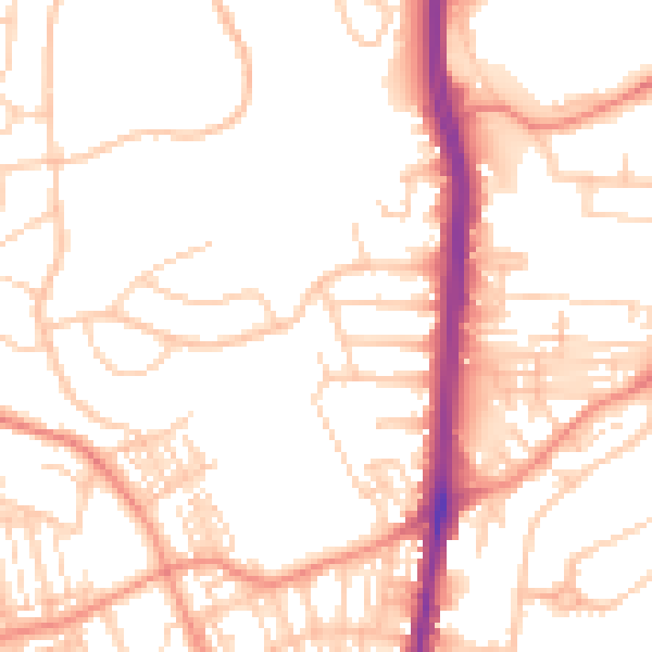 Daytime road noise heatmap for HD2 2QJ
