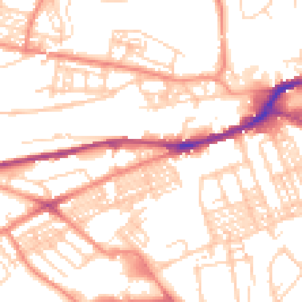 Daytime road noise heatmap for HD4 5AW