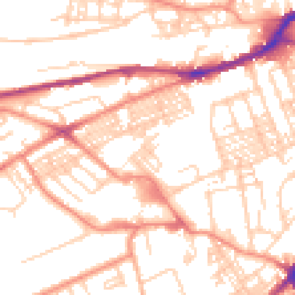 Daytime road noise heatmap for HD4 5DG